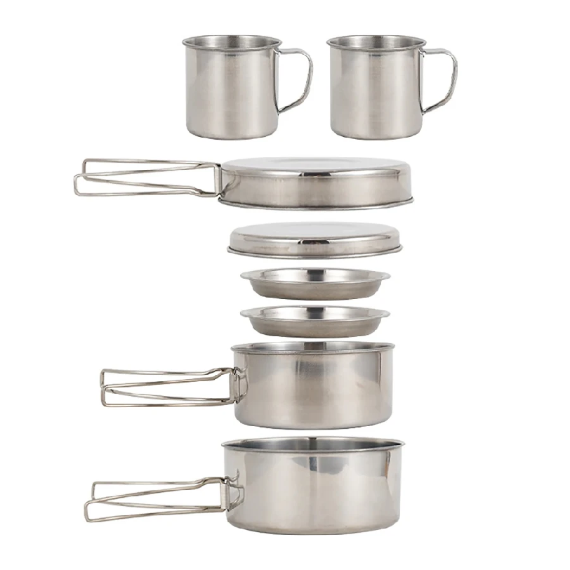 Camping Cooking Pack - 8개/세트 캠핑 조리기구 세트 스테인리스 스틸