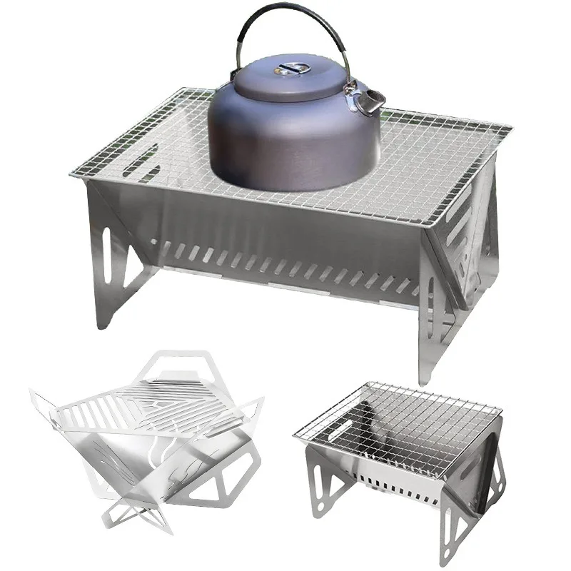 Camping Cooking Gadgets - 방풍 삼각형 바베큐 그릴 접이식 분해