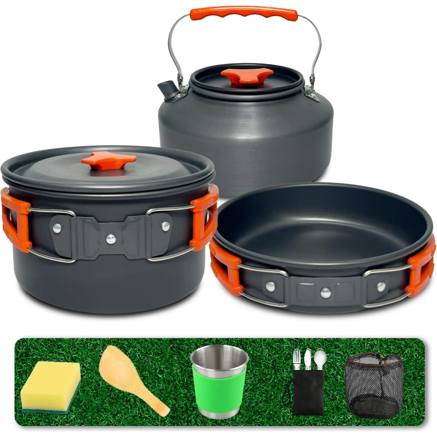 Camping Cooking Pot Set - 캠핑용 조리 도구 세트: 35온스 논스틱