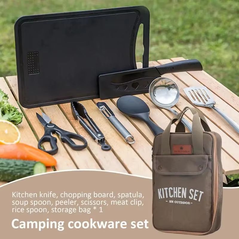 8pcs 캠핑 주방 조리기구 세트 휴대용 가방 야외 여 - Camping Cooking Pack 리뷰 및 가격