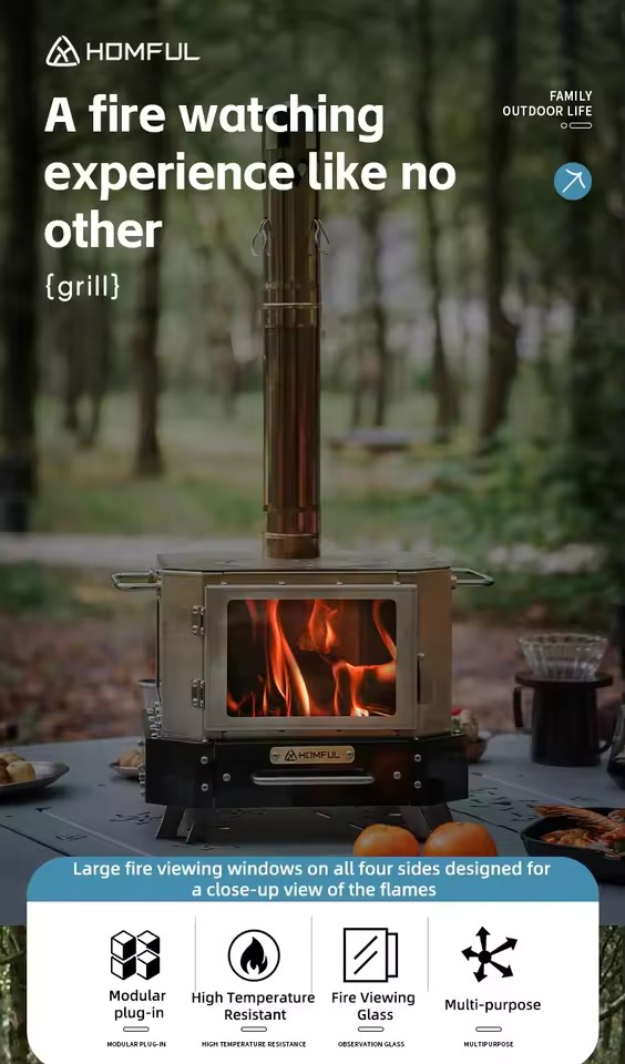 HOMFUL 휴대용 장작 난로 가정용 난방 장작 연소  - Camping Cooking Pack 리뷰 및 가격