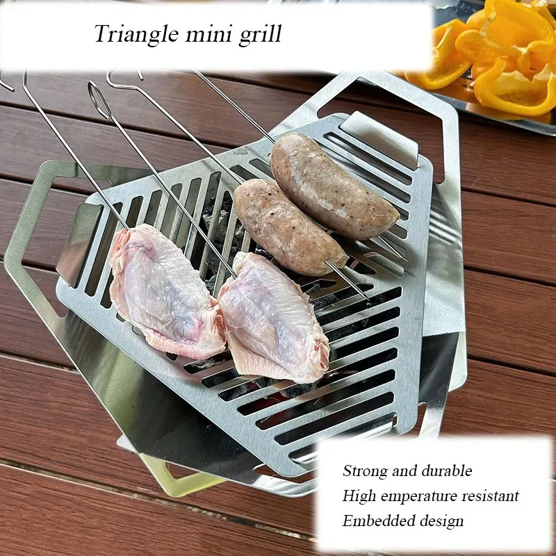 방풍 삼각형 바베큐 그릴 접이식 분해 가능 스테인레스  - Camping Cooking Gadgets 리뷰 및 가격