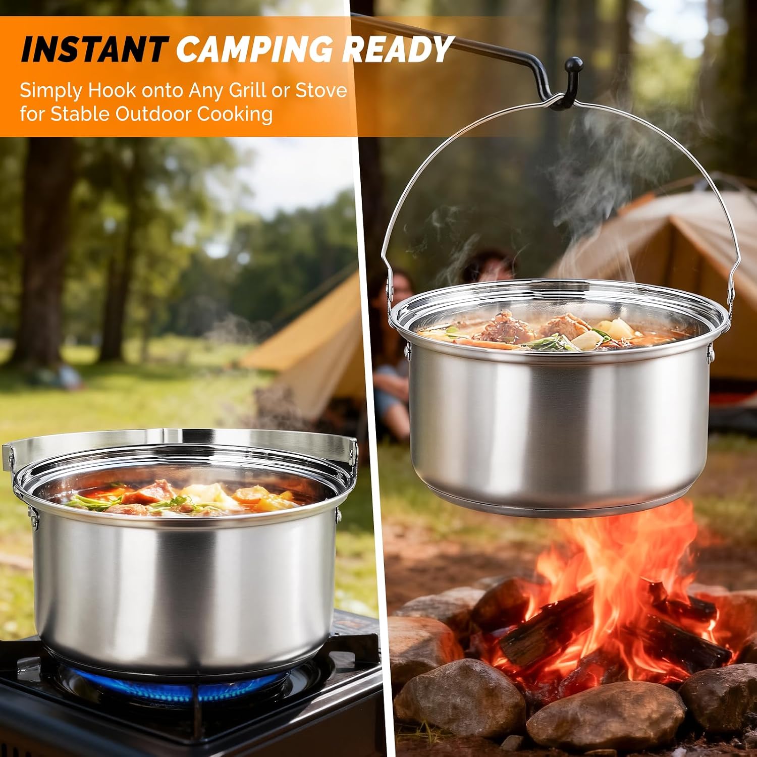 6피스 조리기구 세트, 304 스테인리스 스틸 경량 논 - Camping Cooking Pot Set 리뷰 및 가격