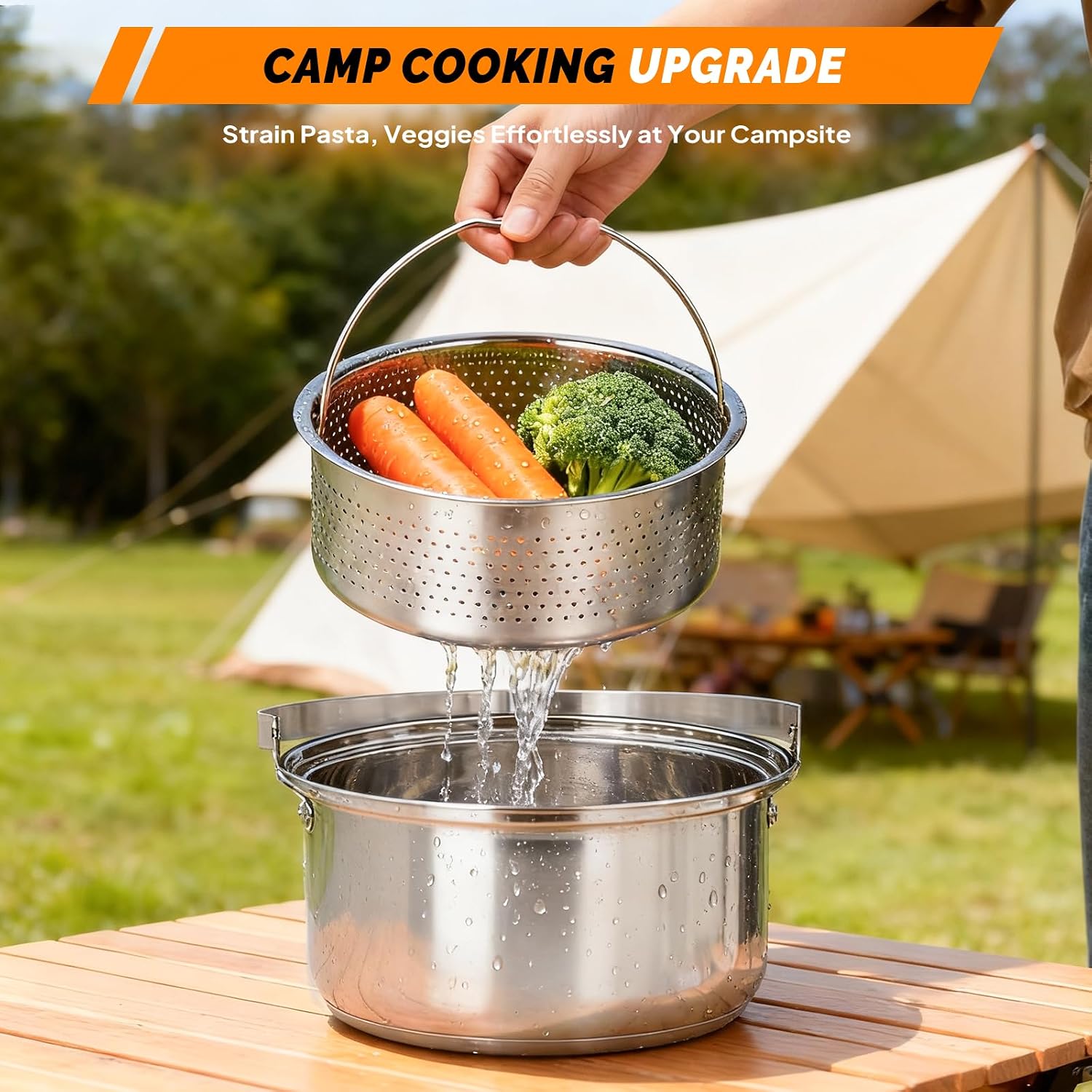 6피스 조리기구 세트, 304 스테인리스 스틸 경량 논 - Camping Cooking Pot Set 리뷰 및 가격