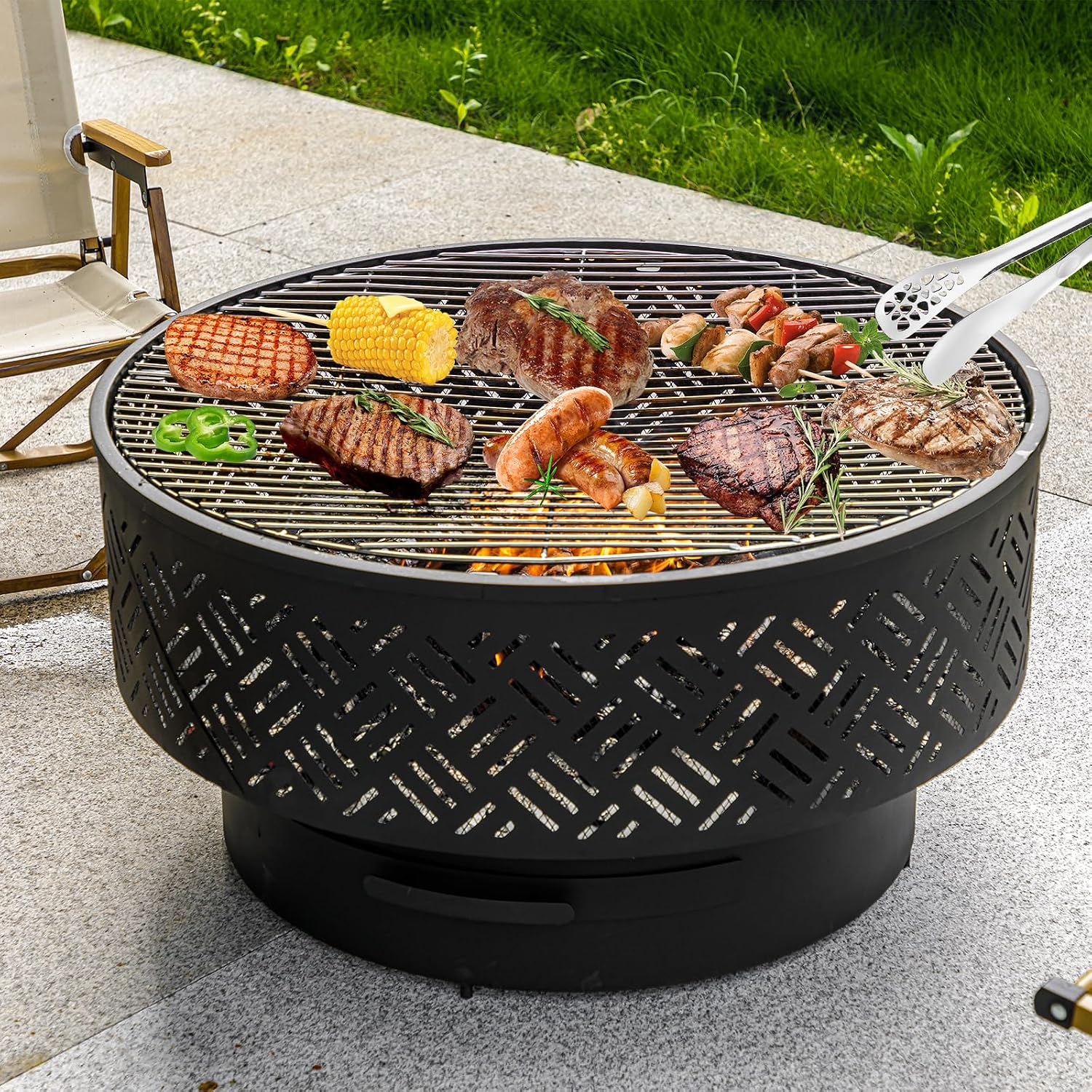 32인치 원형 금속 장작 화덕 테이블, 바베큐 그릴 뚜 - Camping Cooking Pack 리뷰 및 가격
