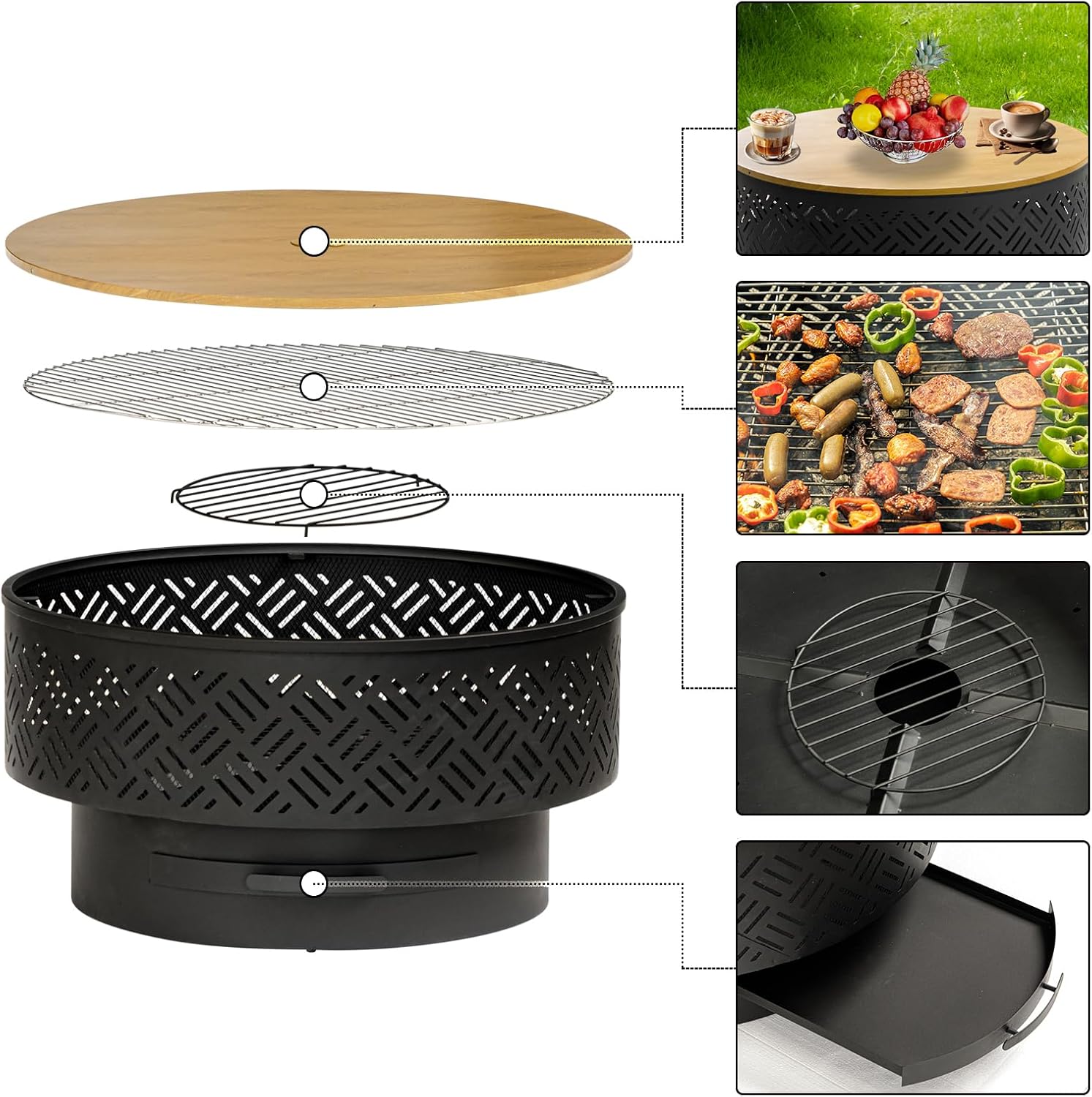 32인치 원형 금속 장작 화덕 테이블, 바베큐 그릴 뚜 - Camping Cooking Pack 리뷰 및 가격