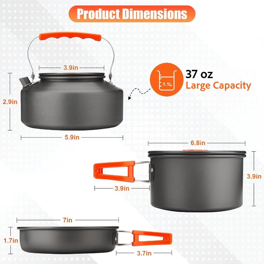 캠핑용 조리 도구 세트: 35온스 논스틱 냄비 + 59 - Camping Cooking Pot Set 리뷰 및 가격